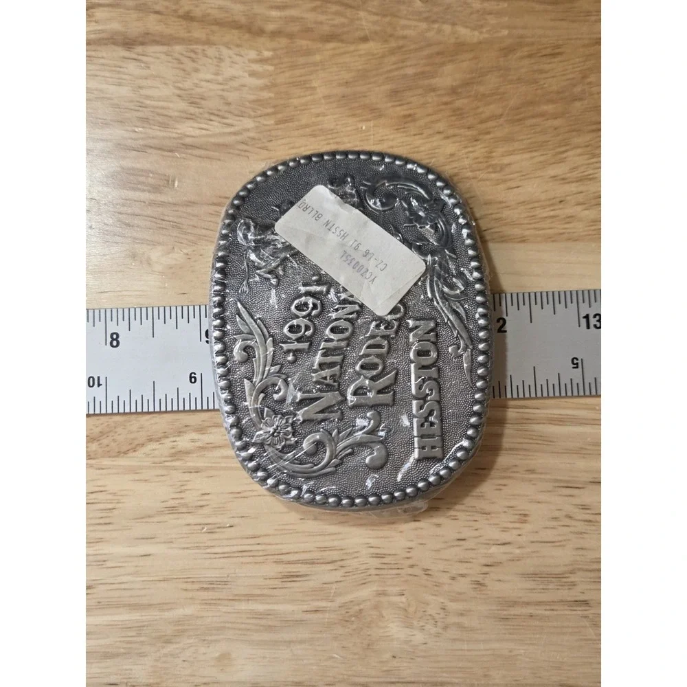 1991 Hesston NFR National Finals Rodeo Belt Buckle Fred Fellows Vintage NOS